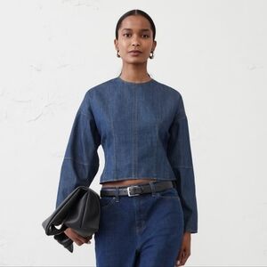 Rounded-Sleeve Denim Top- BANANA REPUBLIC Size 10